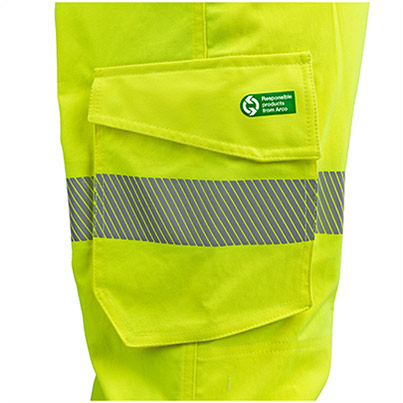 Arco Responsible Men’s Yellow Hi-Vis Cargo Trousers with Kneepad Pockets