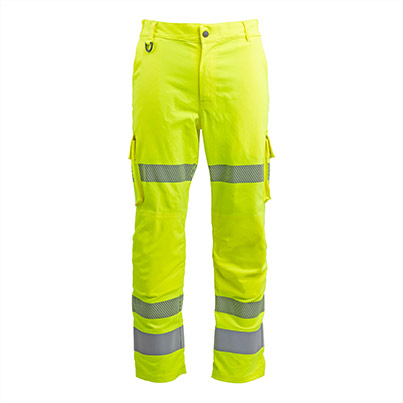 Arco Responsible Men’s Yellow Hi-Vis Cargo Trousers with Kneepad Pockets
