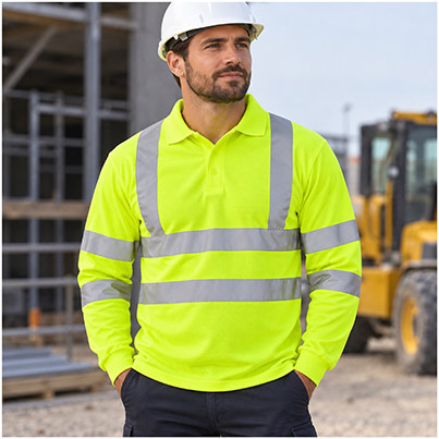 Arco Essentials Men’s Yellow Long-Sleeve Hi-Vis Polo Shirt
