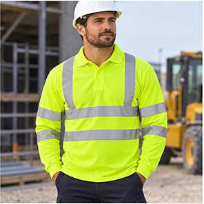 Arco Essentials Men’s Yellow Long-Sleeve Hi-Vis Polo Shirt