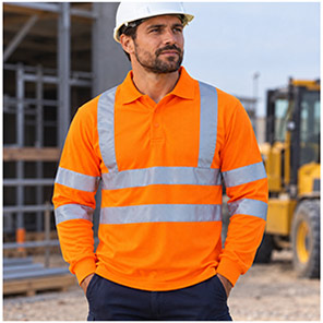 Arco Essentials Men’s Orange Long-Sleeve Hi-Vis Polo Shirt