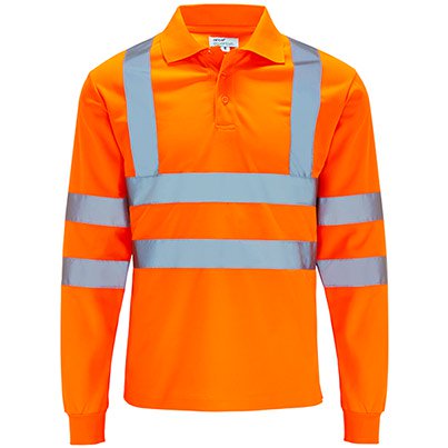 Arco Essentials Men’s Orange Long-Sleeve Hi-Vis Polo Shirt