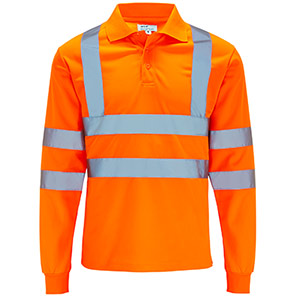 Arco Essentials Men’s Orange Long-Sleeve Hi-Vis Polo Shirt