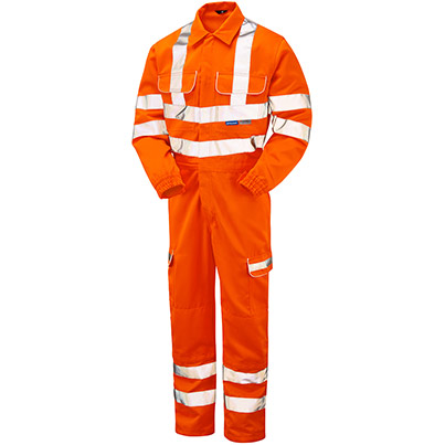 PULSAR PROTECT PR339 Orange Hi-Vis Overalls with Kneepad Pockets