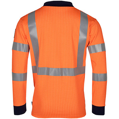 Sioen Lerby Orange Long-Sleeve Hi-Vis Arc-Flash Polo Shirt