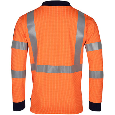 Sioen Lerby Orange Long-Sleeve Hi-Vis Arc-Flash Polo Shirt