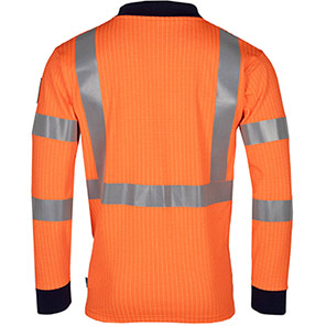 Sioen Lerby Orange Long-Sleeve Hi-Vis Arc-Flash Polo Shirt