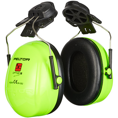 3M PELTOR Optime II P3E Hi-Vis Helmet-Mounted Ear Defenders