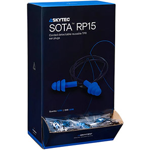 Skytec SOTA RP15 TPR Corded Detectable Earplugs (Pack of 200 Pairs)