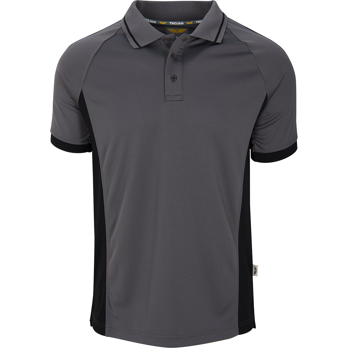 TROJAN Contrast Grey/Black Contrast Antibacterial Wicking Polo Shirt