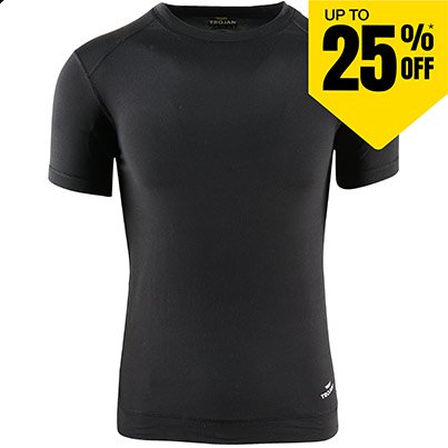 TROJAN Black Short-Sleeve Wicking Base-Layer Vest