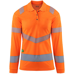 Arco Responsible Women’s Orange Hi-Vis Long-Sleeve Polo Shirt 22