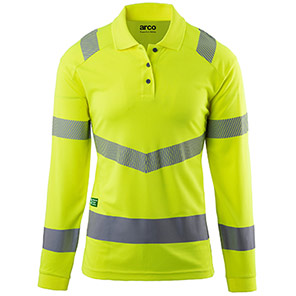 Arco Responsible Women’s Yellow Hi-Vis Long-Sleeve Polo Shirt 22