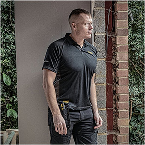 DEWALT Rutland PWS Men’s Black/Grey Wicking Polo Shirt