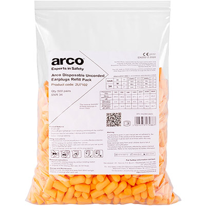 Arco Disposable Uncorded Earplugs (Refill Pack of 500)