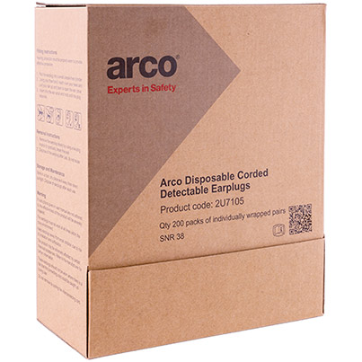 Arco Detectable Disposable Corded Earplugs (Pack of 200)