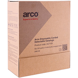 Arco Detectable Disposable Corded Earplugs (Pack of 200)