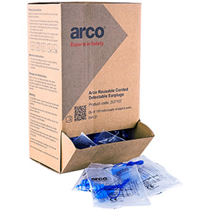 Arco Detectable Reusable Corded Earplugs (Pack of 100)
