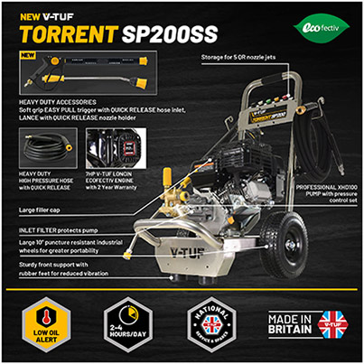V-TUF SP200 7HP Petrol Pressure Washer