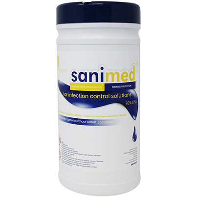 Allied Hygiene Sanimed White IPA 70% Wet Wipes Tub 2L