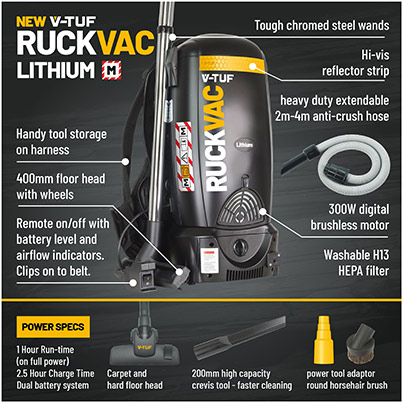 V-TUF RUCKVAC HSV Cordless Backpack Vacuum Cleaner