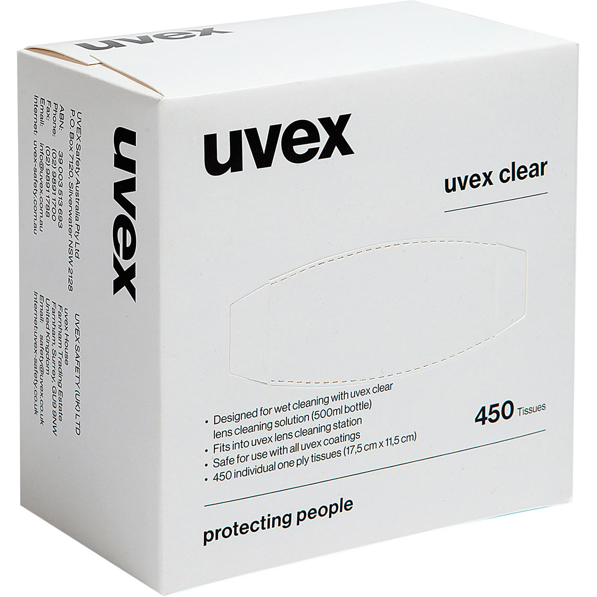 uvex Clear Lens Cleaning Tissues (Pack of 450) uvex Cases, Cords & Lens Cleaners Arco