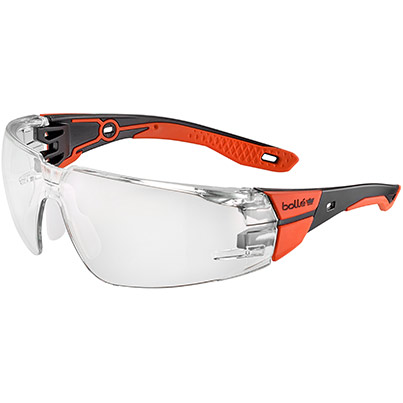 Bollé RUSH+ 2.0 PLATINUM Red Clear-Lens Safety Glasses M/L