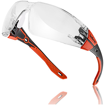 Bollé RUSH+ 2.0 PLATINUM Red Clear-Lens Safety Glasses M/L