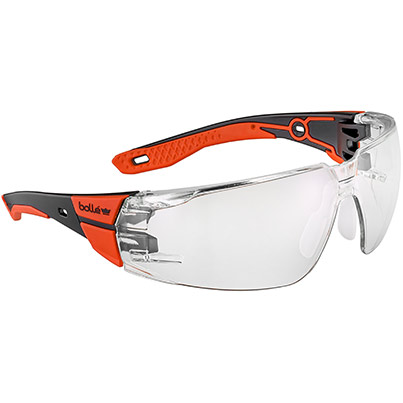 Bollé RUSH+ 2.0 PLATINUM Red Clear-Lens Safety Glasses M/L