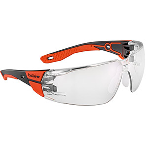 Bollé RUSH+ 2.0 PLATINUM Red Clear-Lens Safety Glasses M/L