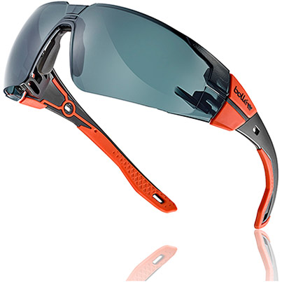 Bollé RUSH+ 2.0 PLATINUM Red Smoke-Lens Safety Glasses M/L