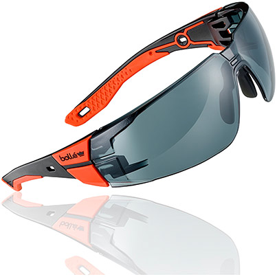 Bollé RUSH+ 2.0 PLATINUM Red Smoke-Lens Safety Glasses M/L