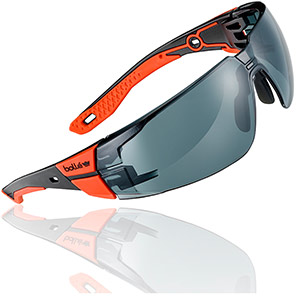 Bollé RUSH+ 2.0 PLATINUM Red Smoke-Lens Safety Glasses M/L