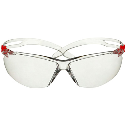 3M SecureFit 500 Scotchgard Red Clear-Lens Safety Glasses