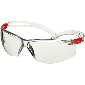 3M SecureFit 500 Scotchgard Red Clear-Lens Safety Glasses
