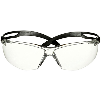 3M SecureFit 500 Black UV Protection Clear-Lens Safety Glasses