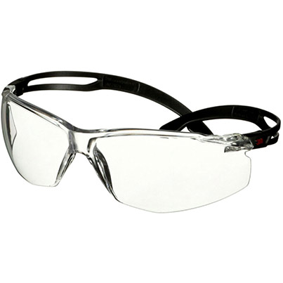 3M SecureFit 500 Black UV Protection Clear-Lens Safety Glasses