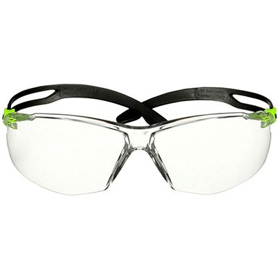 3M SecureFit 500 Scotchgard Green Clear-Lens Safety Glasses
