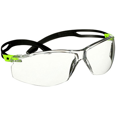 3M SecureFit 500 Scotchgard Green Clear-Lens Safety Glasses