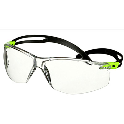 3M SecureFit 500 Scotchgard Green Clear-Lens Safety Glasses