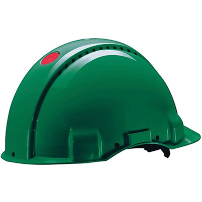 3M G3001C Green Unvented Short-Peak Slip-Ratchet Safety Helmet