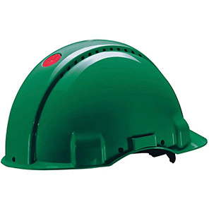 3M G3001C Green Unvented Short-Peak Slip-Ratchet Safety Helmet
