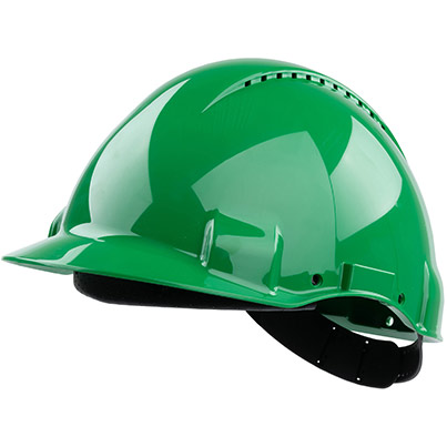 3M G3000C Green Vented Short-Peak Slip-Ratchet Safety Helmet