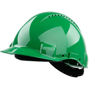 3M G3000C Green Vented Short-Peak Slip-Ratchet Safety Helmet
