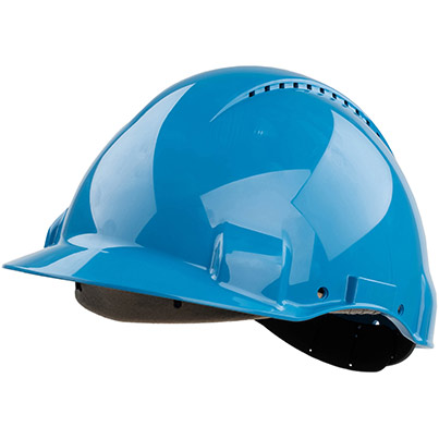 3M G3000D Blue Vented Short-Peak Slip-Ratchet Safety Helmet