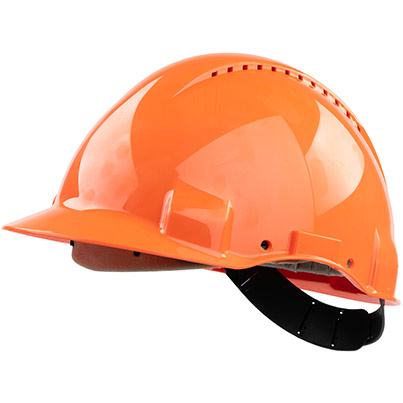 3M G3000D Orange Vented Short-Peak Slip-Ratchet Safety Helmet