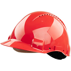3M G3000D Red Vented Short-Peak Slip-Ratchet Safety Helmet