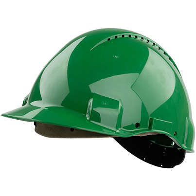 3M G3000D Green Vented Short-Peak Slip-Ratchet Safety Helmet