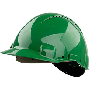 3M G3000D Green Vented Short-Peak Slip-Ratchet Safety Helmet