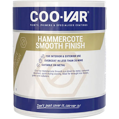Coo-Var Hammercote Smooth Black Metal Paint 5L